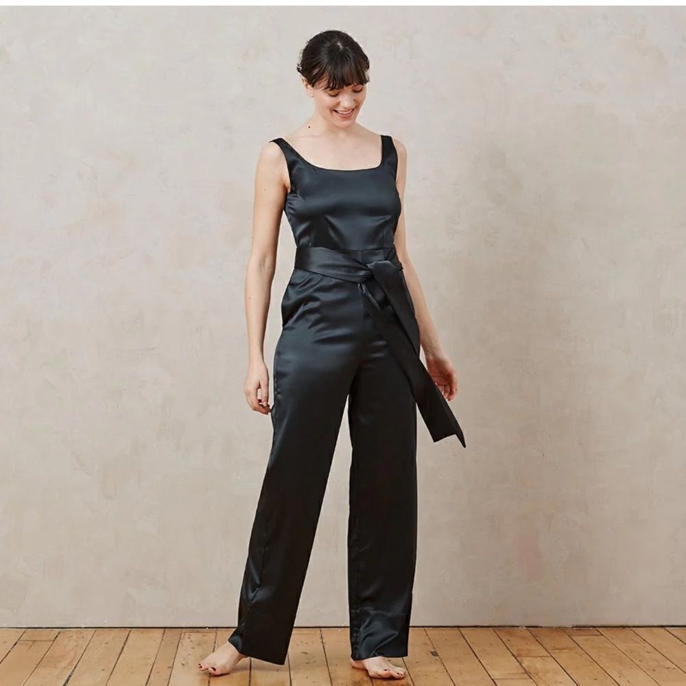 A DAY Long Haul Satin Jumpsuit Black